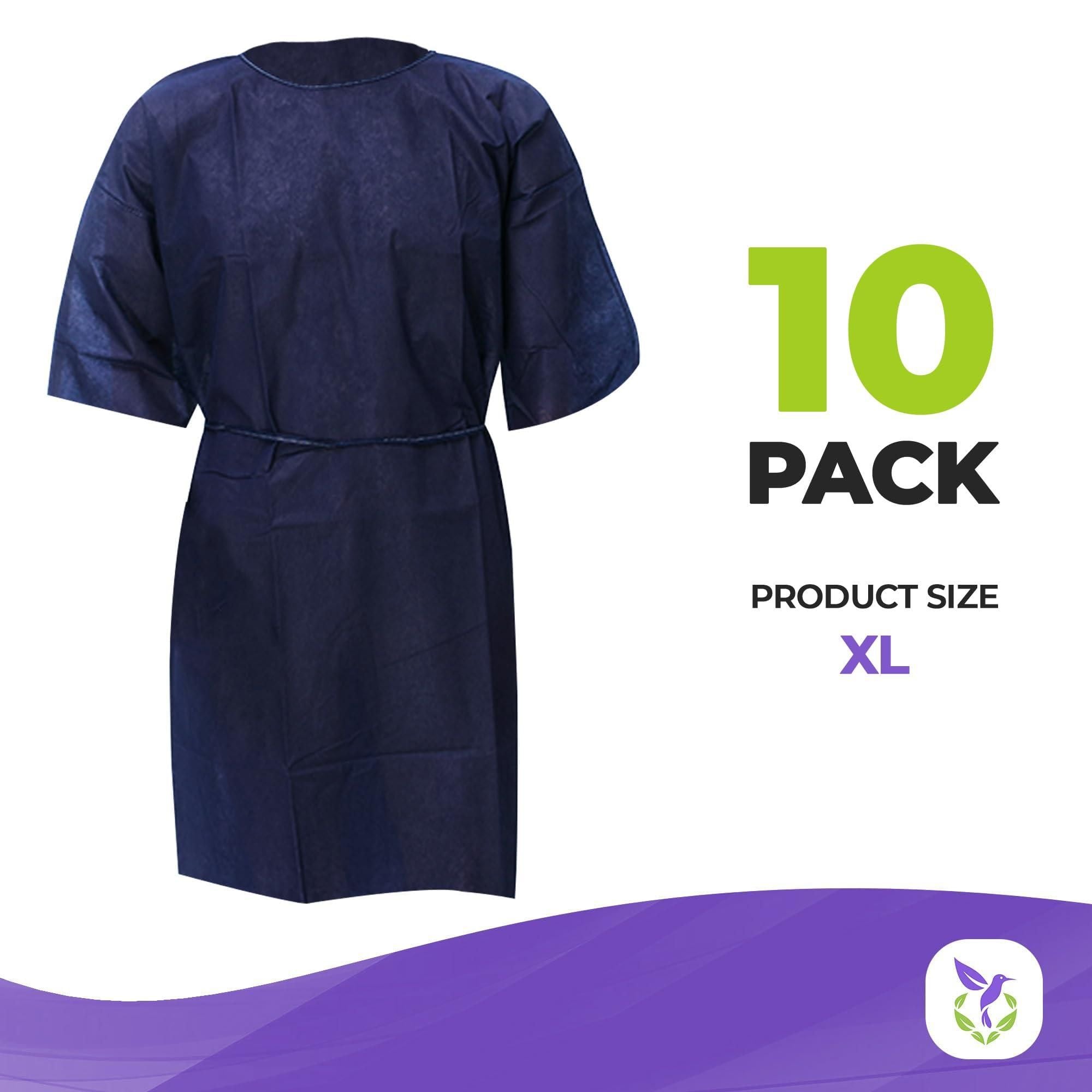 Medical Supply Disposable Isolation Gown X Large Size 10 Pack of Navy Blue 50 GSM Polypropylene Disposable Gowns Medical with Neck and Waist Ties Isolation Gowns Disposable