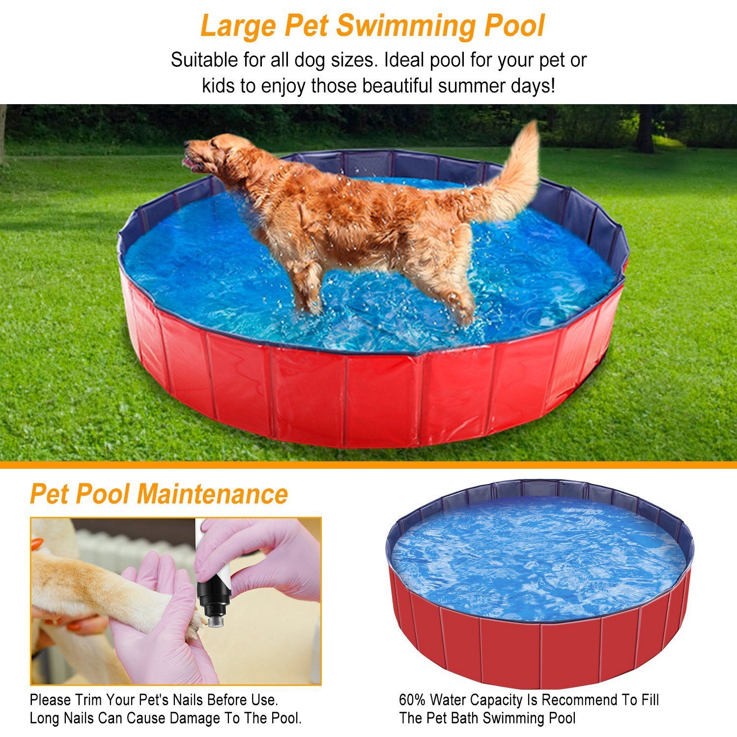 Foldable Pet Swimming Pool Tub