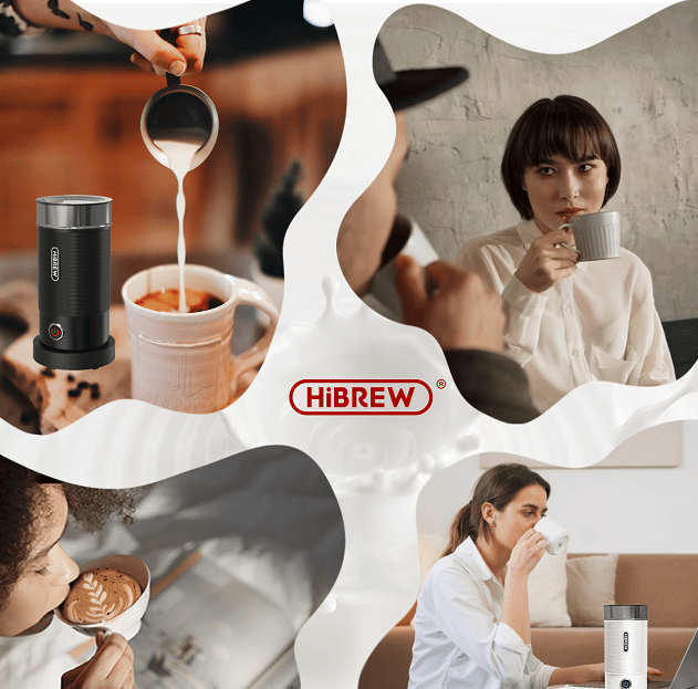 4 in 1 electric coffee milk foam machine 450W milk heating milk foam machine cold foaming chocolate mixer milk heating 70°C / 158°F cold / hot latte cappuccino 360°