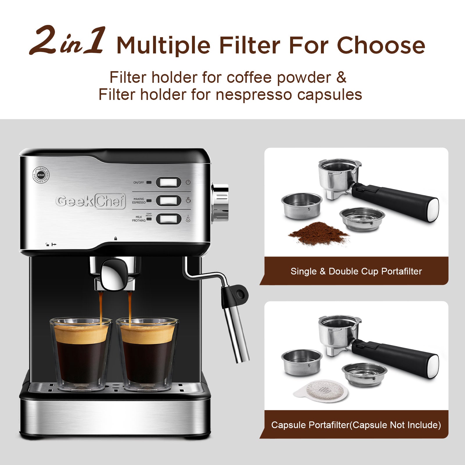 Pump Coffee Machine Compatible with POD capsules