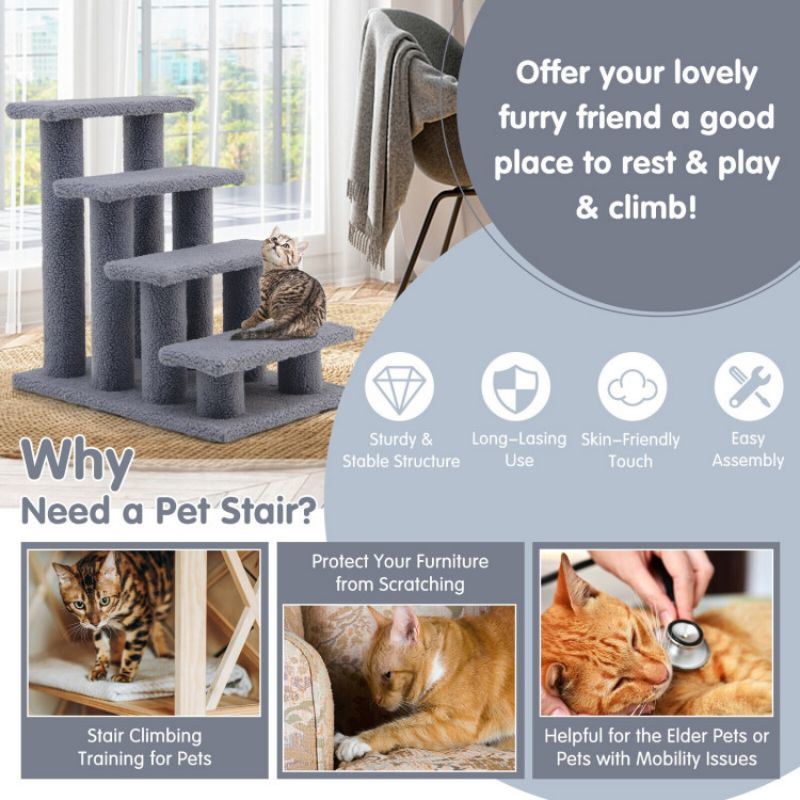 Pet Stairs Carpeted Ladder Ramp
