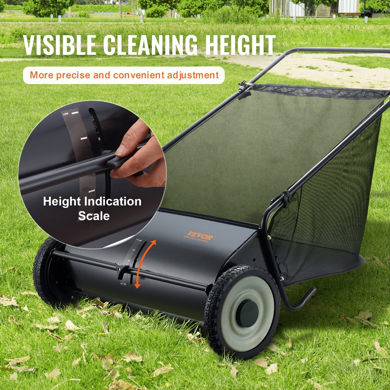 VEVOR Push Lawn Sweeper Spinning Brushes