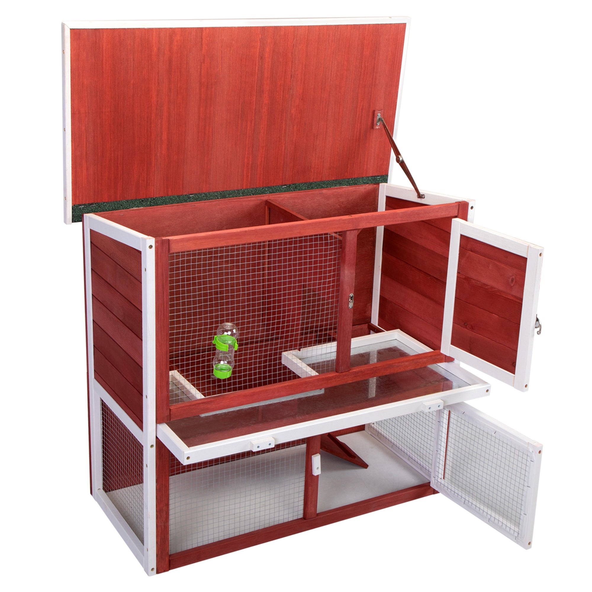 Wooden Rabbit Hutch with Pull Out Tray