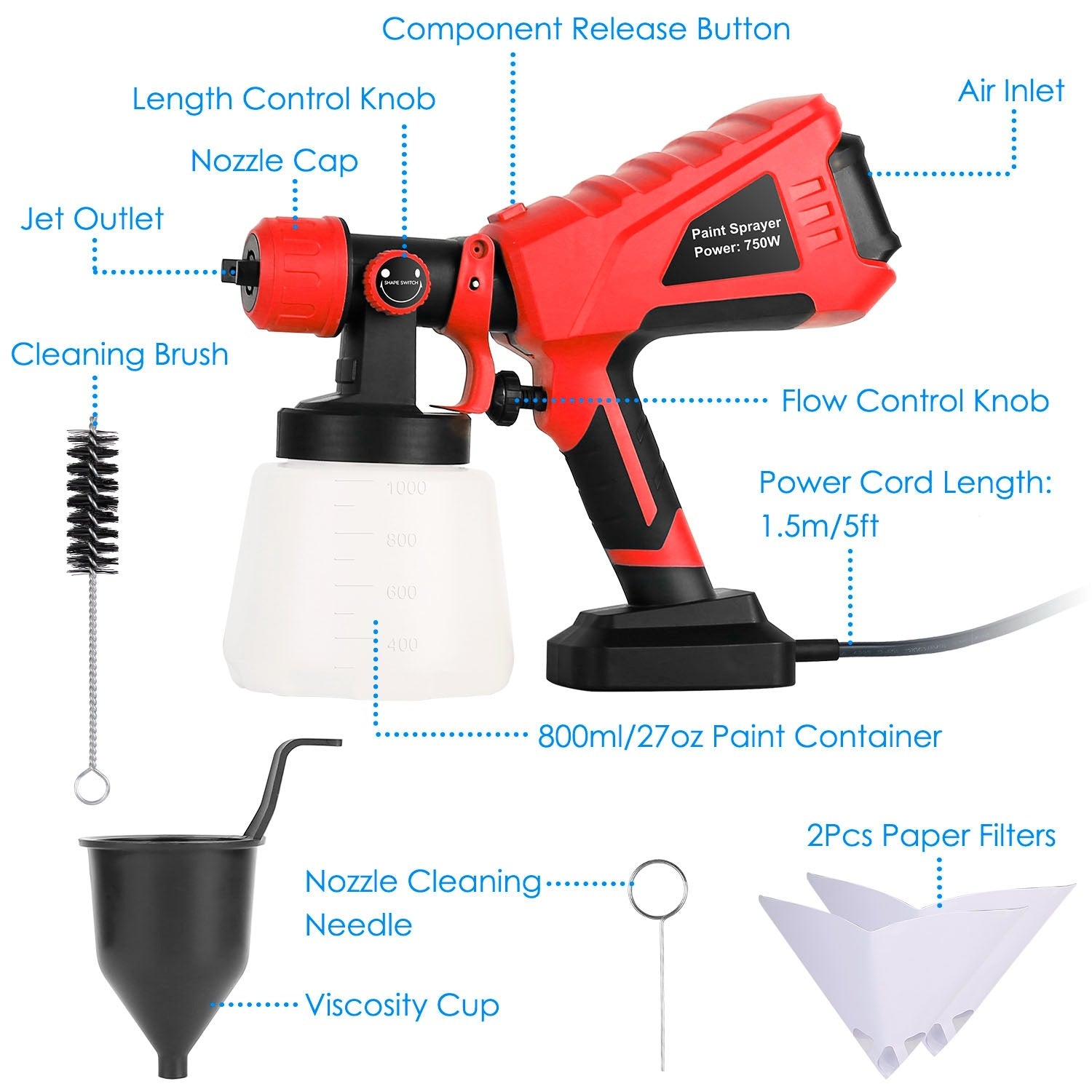 Electric Paint Sprayer Spray Gun For Fences Brick Walls