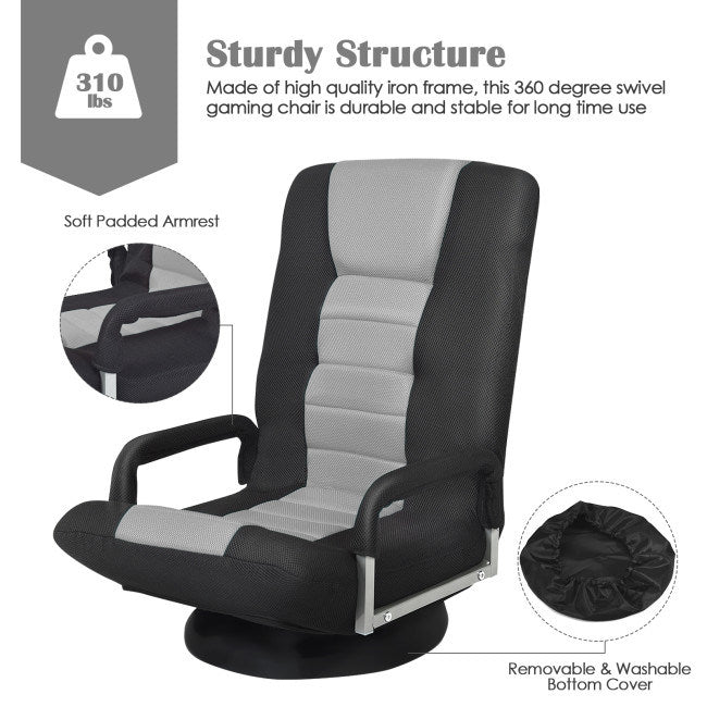 Gaming Floor Chair with Foldable Adjustable Backrest