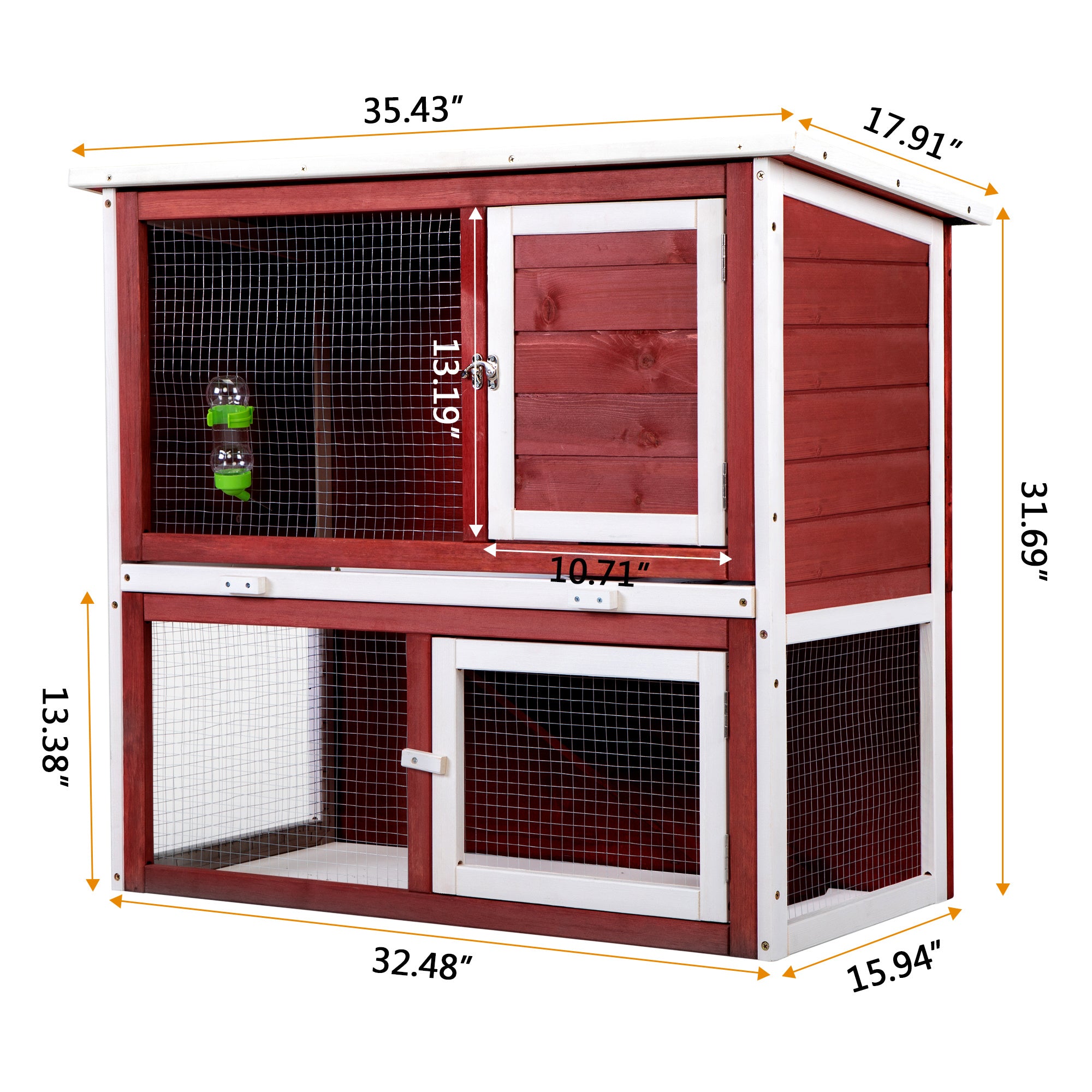 Wooden Rabbit Hutch with Pull Out Tray