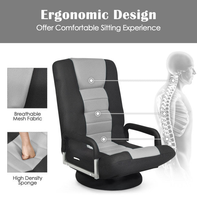 Gaming Floor Chair with Foldable Adjustable Backrest