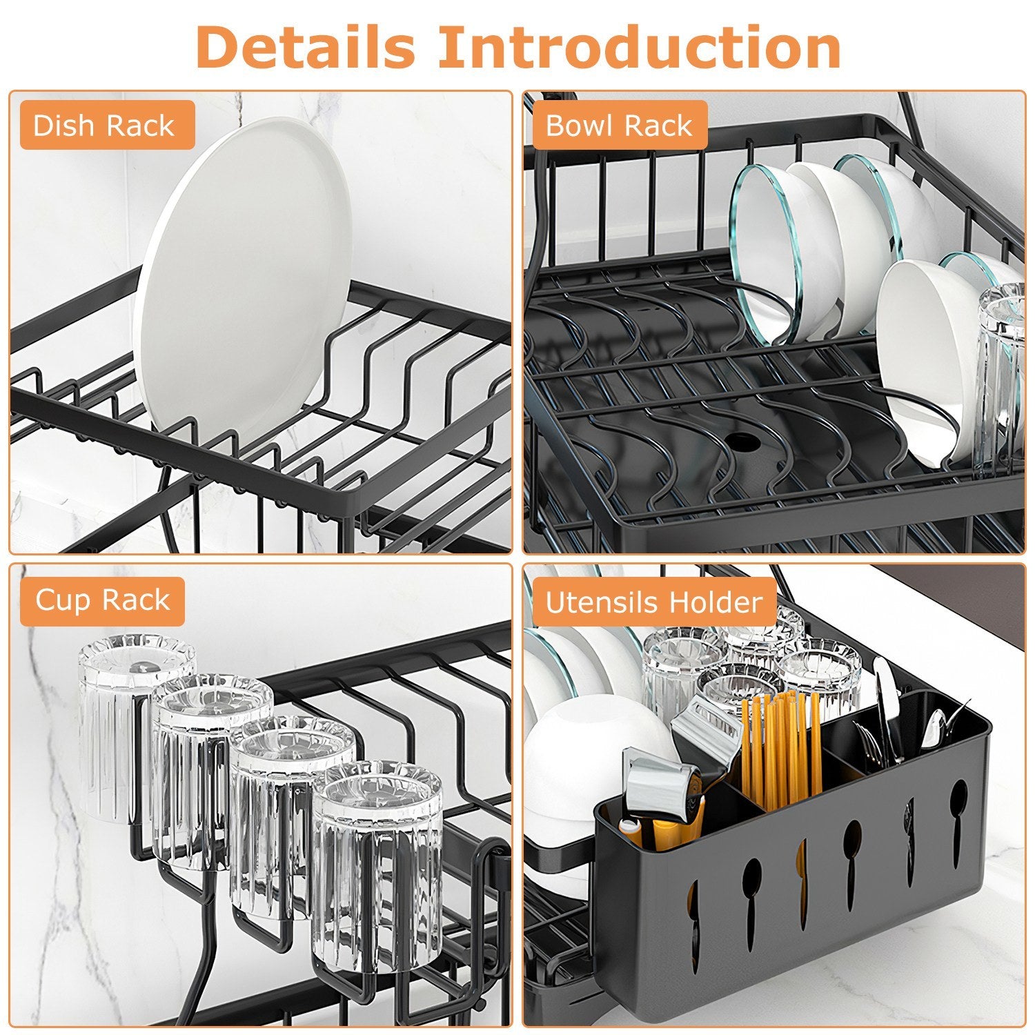 2-Tier Dish Drying Rack Organizer