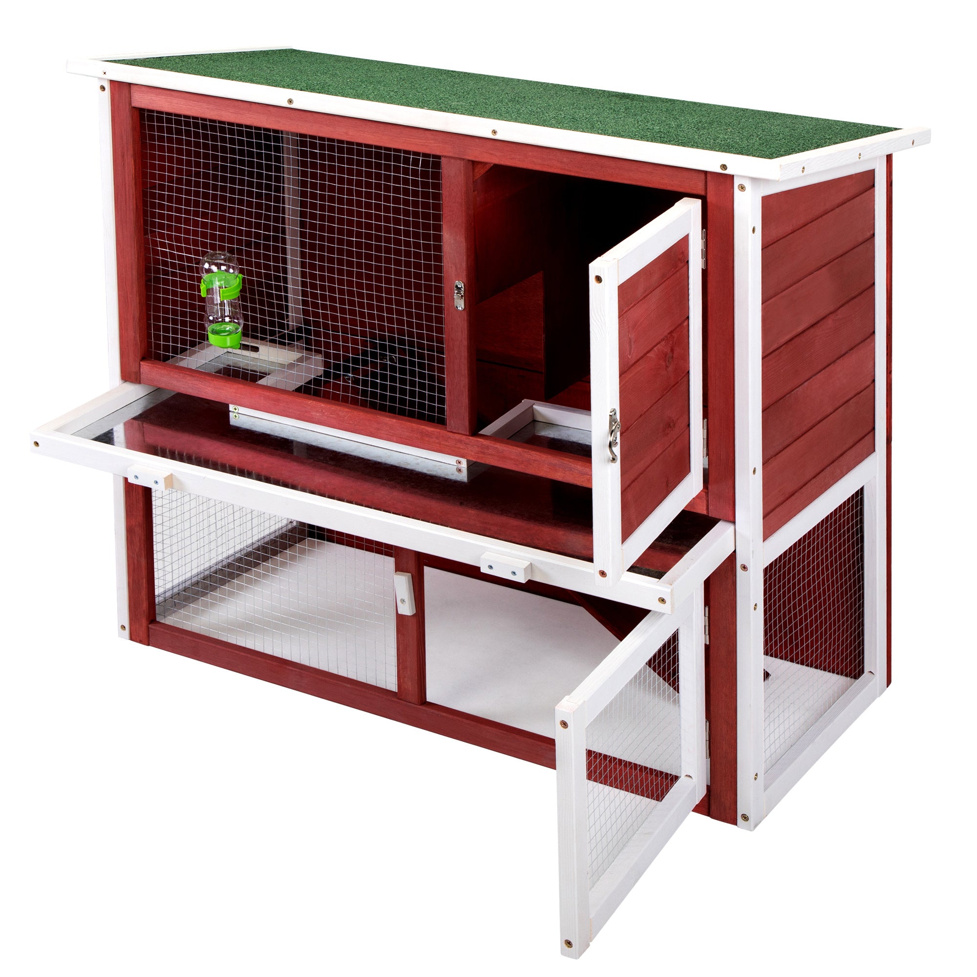 Wooden Rabbit Hutch with Pull Out Tray