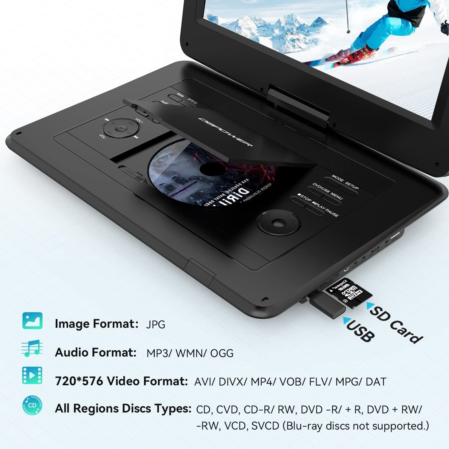 Multiple Disc Formats High Volume Speaker Car Charger Remote Control