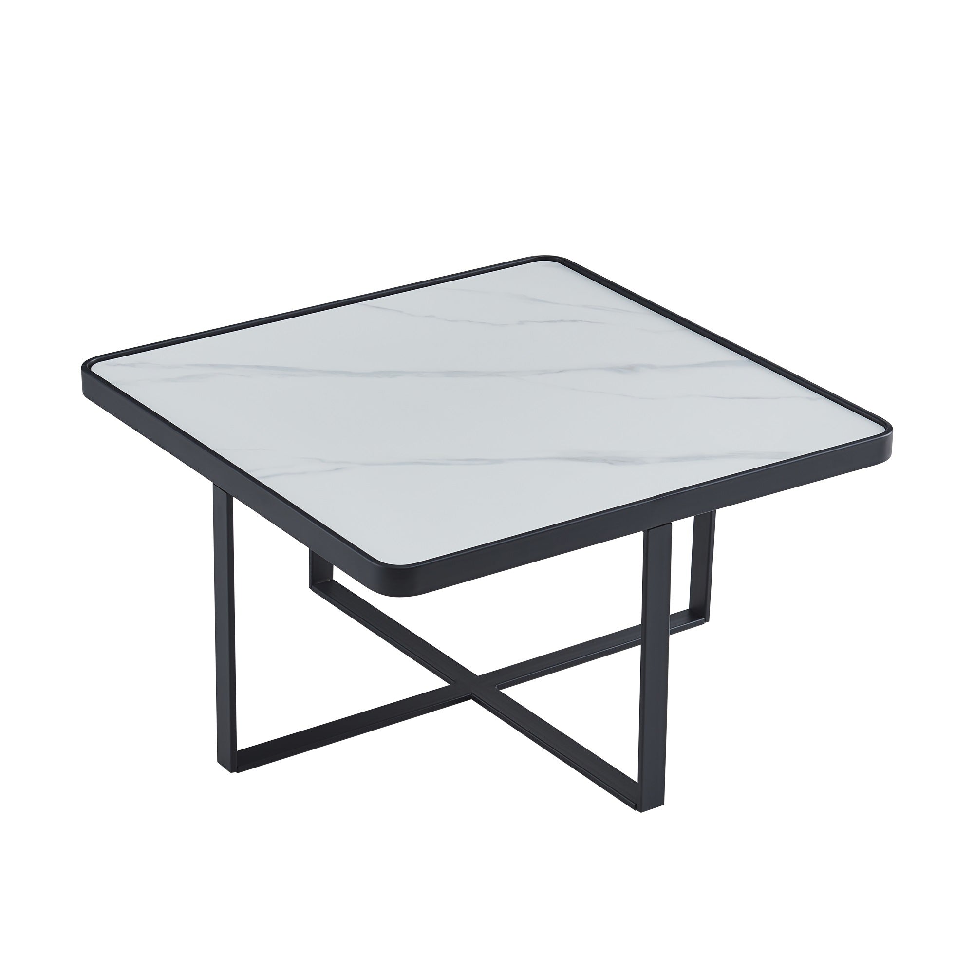 Minimalism Square coffee table Black metal frame