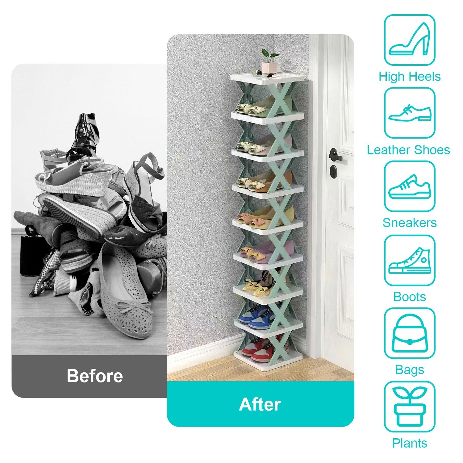 Plastic Shoe Rack Space Saving Free Closet
