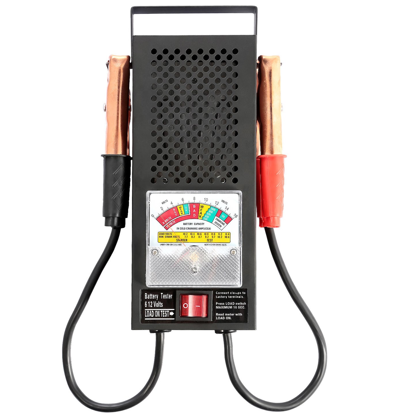 Battery Load Tester 6-12V 100A Battery Tester with Heavy Duty Insulated Copper Clips Carrying Handle for Automotive Repair