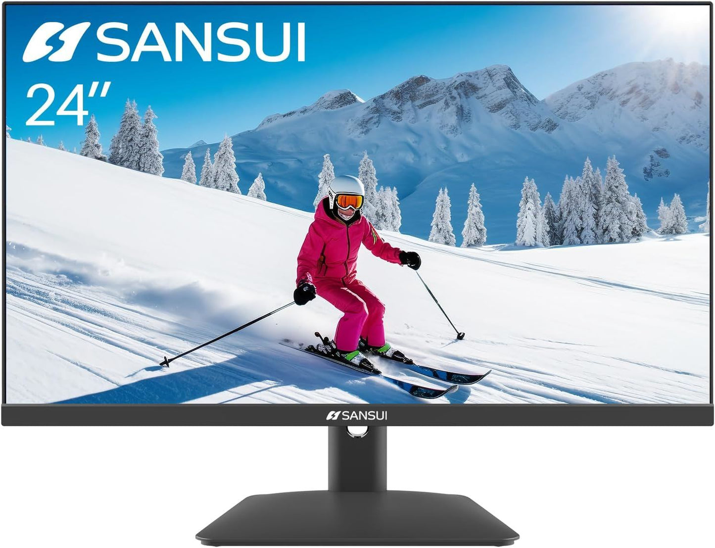 Sansui Monitor 24 inch IPS FHD 1080P 75HZ HDR10 Computer Monitor with HDMI,VGA,DP Ports Frameless/Eye Care/Ergonomic Tilt/Speakers Built-in(ES-24X5A HDMI Cable Included)