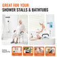 VEVOR Shower Chair Seat with Padded Arms and Back, Shower Stool with Reinforced CrossBar, Adjustable Height Bench Bath Chair for Elderly Disabled, Shower Chair for Inside Shower Bathtub, 400 lbs