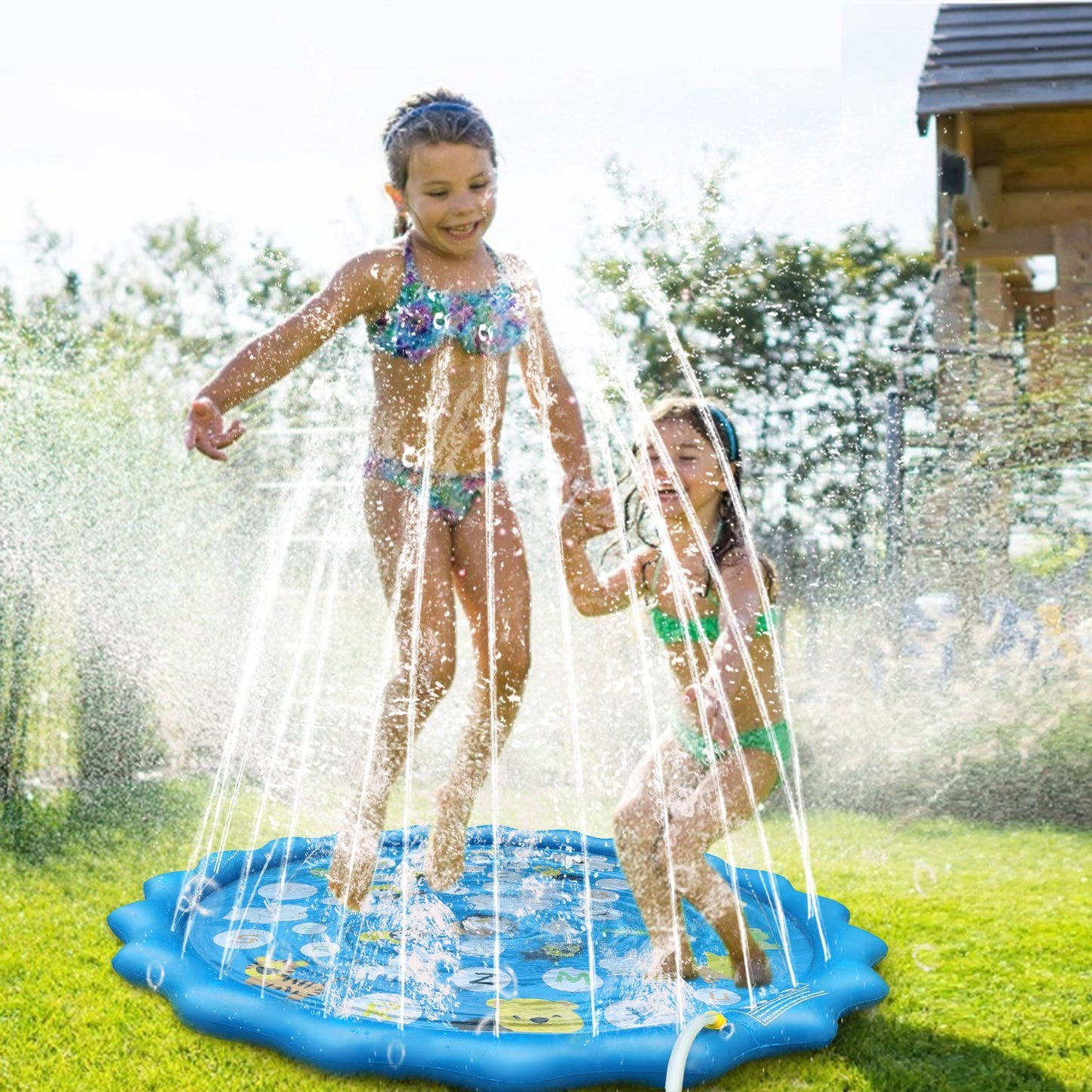 Sprinkler Splash Pad For Kids 68IN Inflatable Blow Up Pool Sprinkle Play Mat Summer Outdoor Water Toys