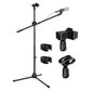 5 Core Microphone Stand Boom w Tripod Base Foldable Adjustable Height Up to 86 Inches 360 Degree Rotating W Dual Mic Holder & Golden Mic Screw Singing Speech Stage Outdoor Black MS DBL