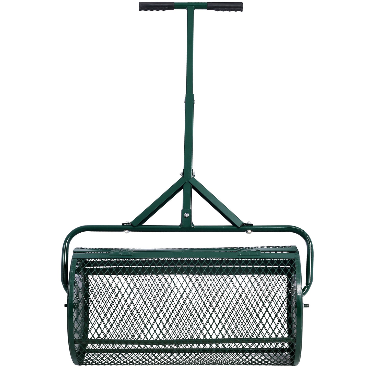 Peat Moss Spreader 24inch,Compost Spreader Metal Mesh,T shaped Handle for planting seeding,Lawn and Garden Care Manure Spreaders Roller