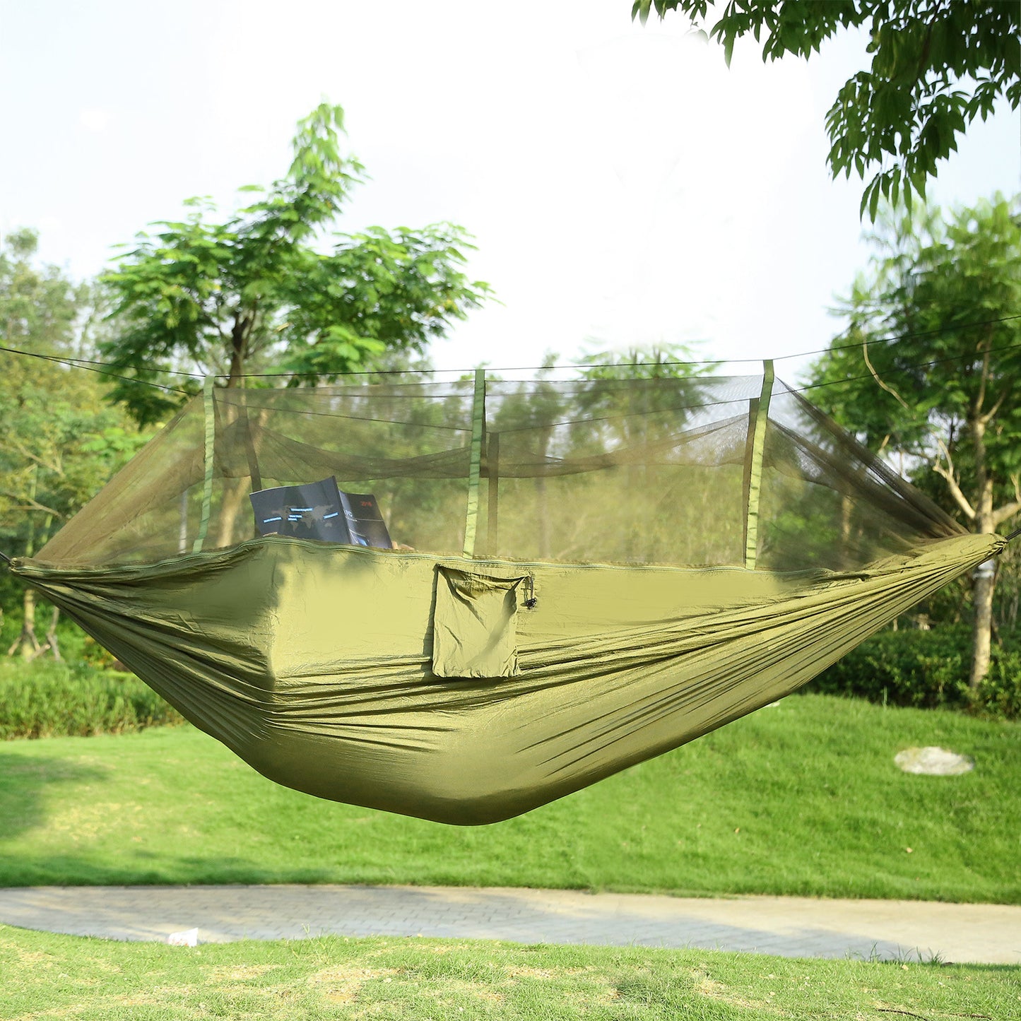 600lbs Load 2 Persons Hammock with Mosquito Net Outdoor Hiking Camping Hommock Portable Nylon Swing Hanging Bed