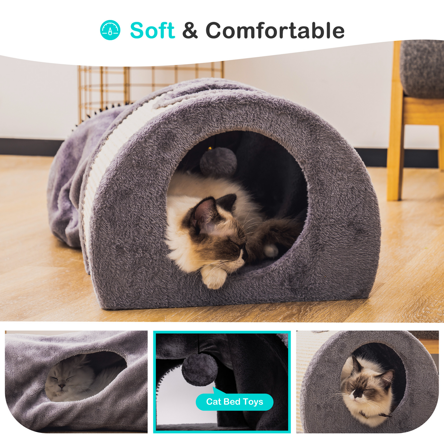 Mewoofun Cat Tunnel Cat Bed Toys Soft Comfortable Multifunction Groomer Massage Sturdy Sisal Carpet Support US Dropshipping