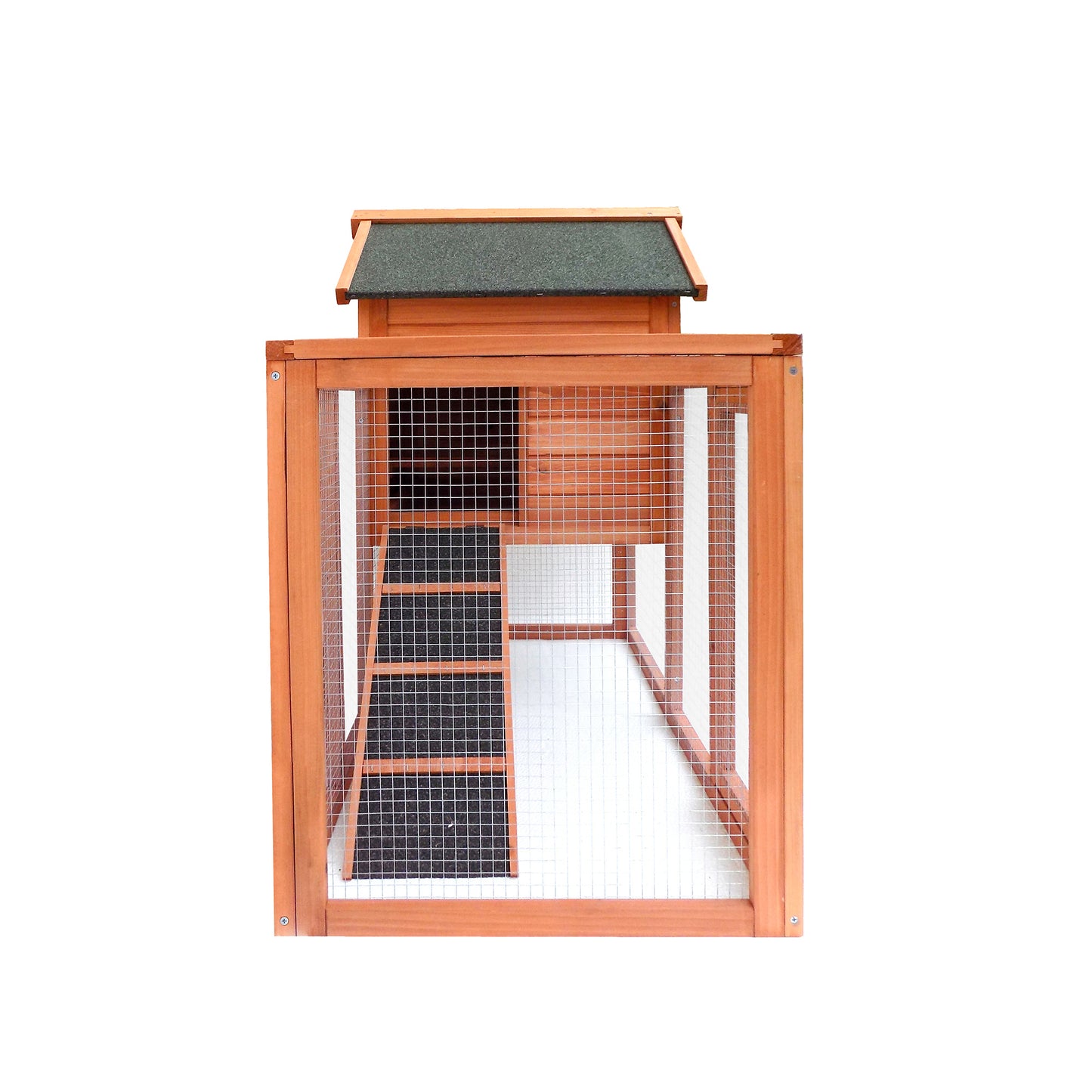 Chicken Coop Wooden Bunny Rabbit Hutch, Outdoor Large Hen Cage with Ventilation Door, Removable Tray & Ramp Garden Backyard Pet House Chicken Nesting Box RT