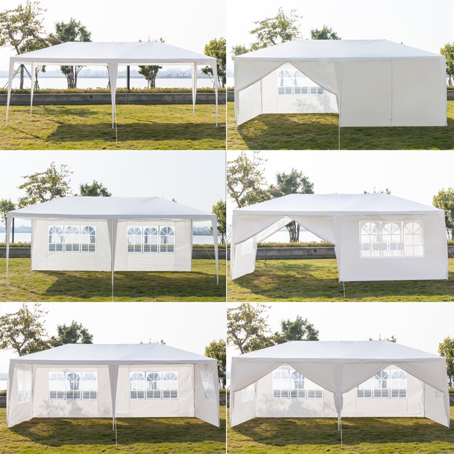 20''x10''(3 x 6m) Six Sides Two Doors Waterproof Tent with Spiral Tubes For Household, Wedding, Party, Parking Shed  XH