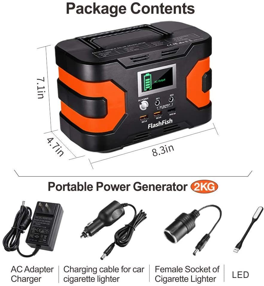 200W Peak Power Station, Flashfish CPAP Battery 166Wh 45000mAh Backup Power Pack 110V 150W