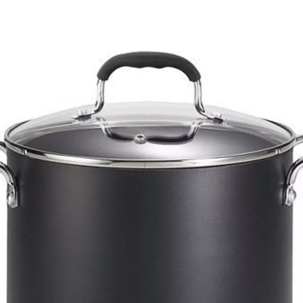 12qt Stock Pot with Lid, Simply Cook Nonstick Cookware Black