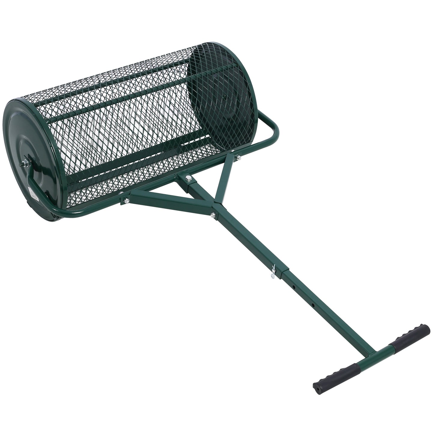 Peat Moss Spreader 24inch,Compost Spreader Metal Mesh,T shaped Handle for planting seeding,Lawn and Garden Care Manure Spreaders Roller
