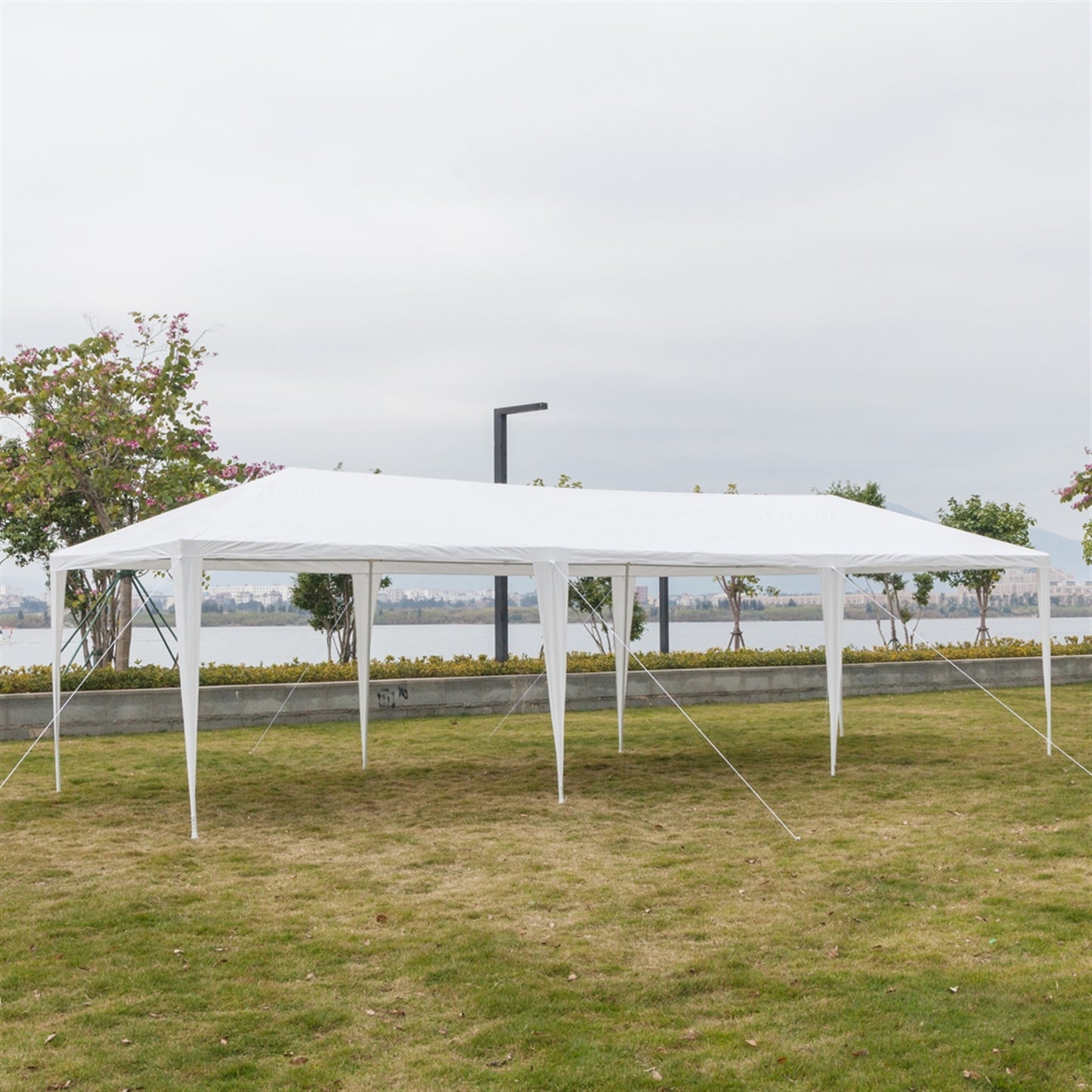 Heavy Duty Canopy Event Tent-10'x30' Outdoor White Gazebo Party Wedding Tent, Sturdy Steel Frame Shelter w/5 Removable Sidewalls Waterproof Sun Snow,Waterproof, Easy Set