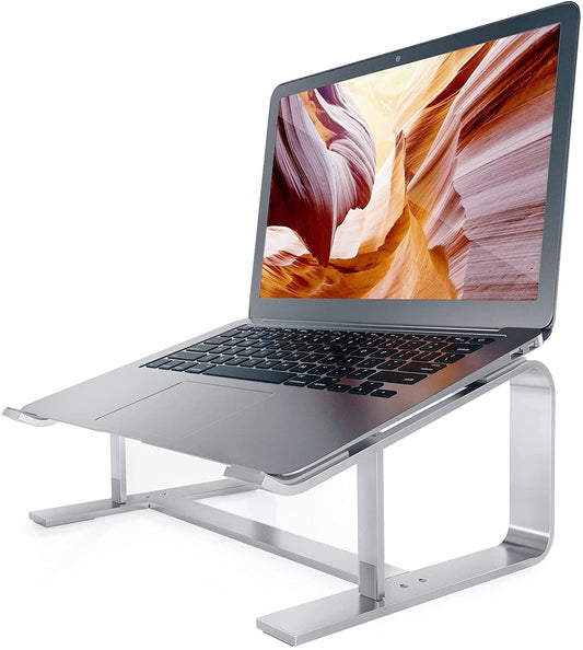 Laptop Stand;  Computer Stand for Laptop;  Aluminium Laptop Riser;  Ergonomic Laptop Holder Compatible with MacBook Air Pro;  Dell XPS;  More 10-17 Inch Laptops Work from Home-Sliver