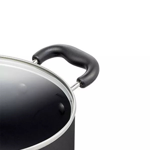 12qt Stock Pot with Lid, Simply Cook Nonstick Cookware Black