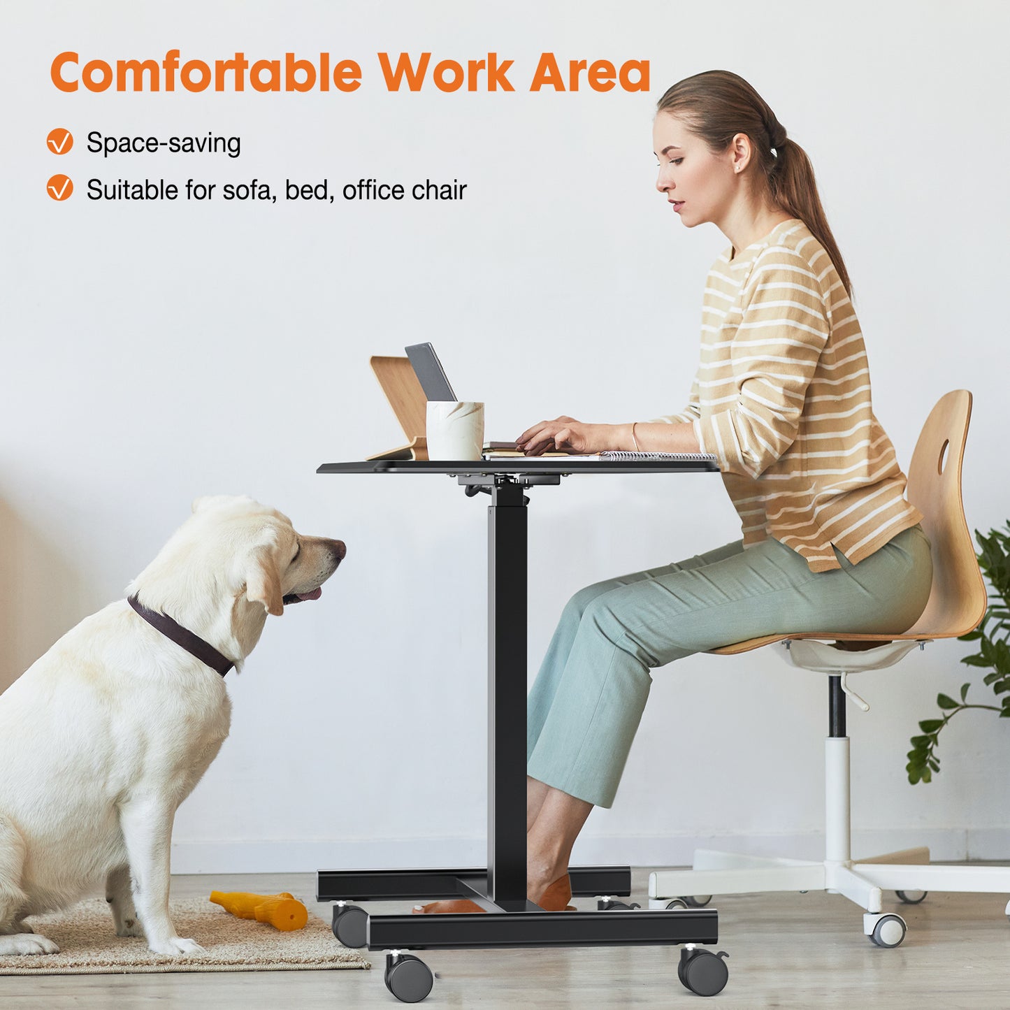 Sweetcrispy Small Mobile Rolling Standing Desk Rolling Desk Laptop Computer Cart for Home