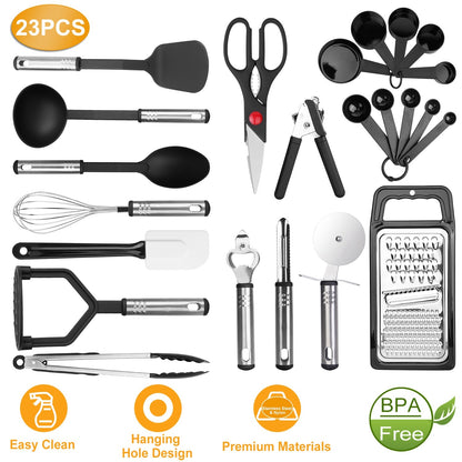 23Pcs Kitchen Utensil Set Stainless Steel Nylon Heat Resistant Cooking Utensil Tool Kit