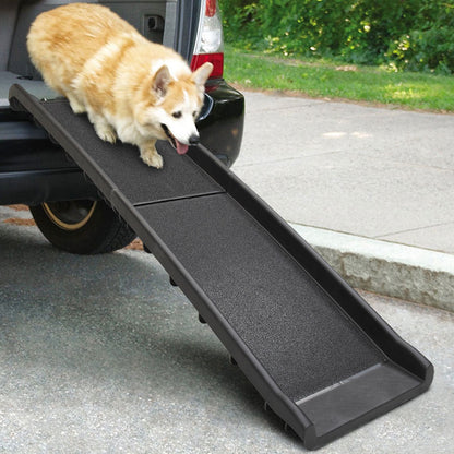 Portable Foldable Pet Ramp Climbing Ladder Suitable for Off-road Vehicle Trucks - Black XH