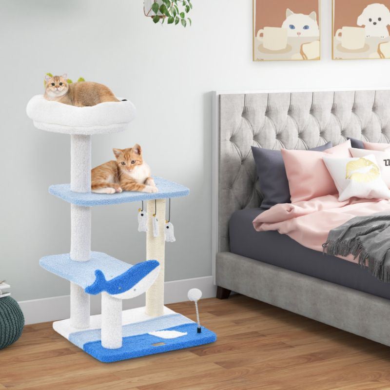3-level Cat Tower with Sisal Covered Scratching Posts