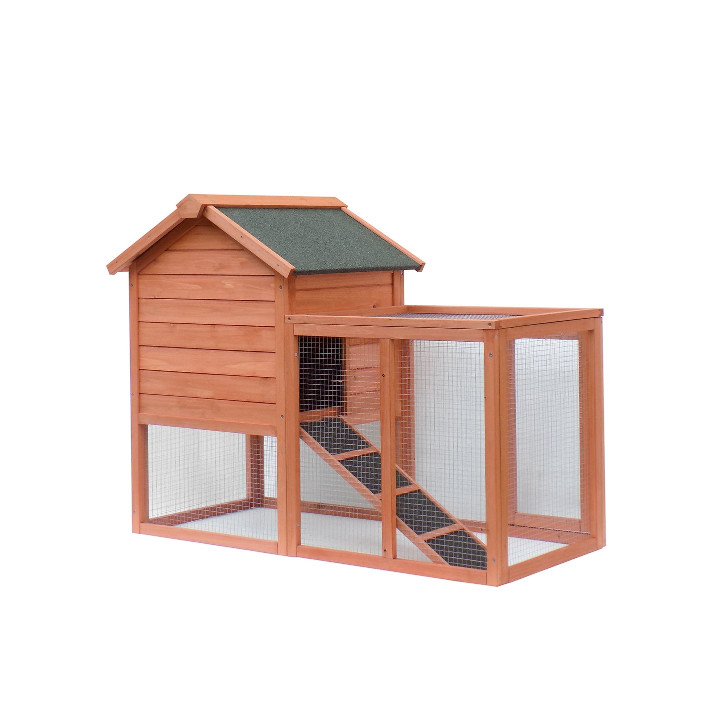 Chicken Coop Wooden Bunny Rabbit Hutch, Outdoor Large Hen Cage with Ventilation Door, Removable Tray & Ramp Garden Backyard Pet House Chicken Nesting Box RT